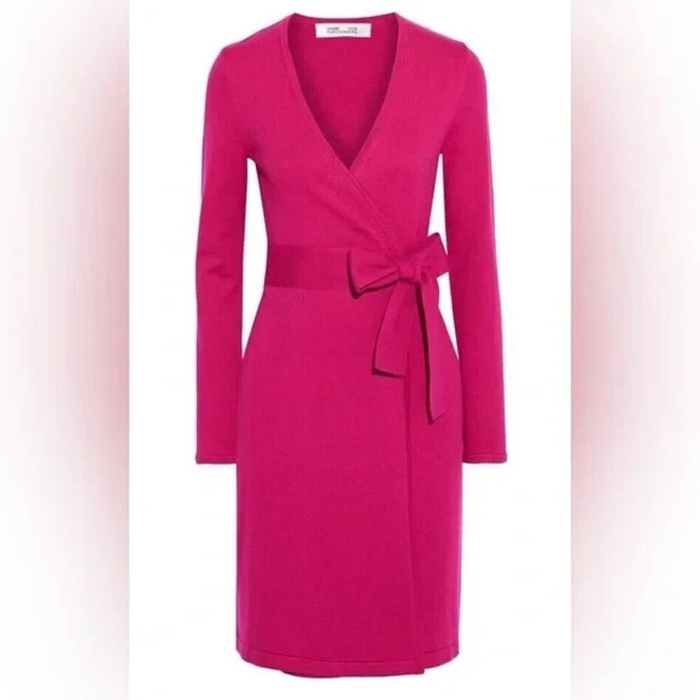 Diane Von Furstenberg Hot Pink Wrap-Style Mini Dress